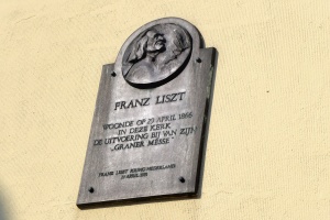 Relief of Franz Liszt in Mozes en Aaronkerk in Waterlooplein, Amsterdam.